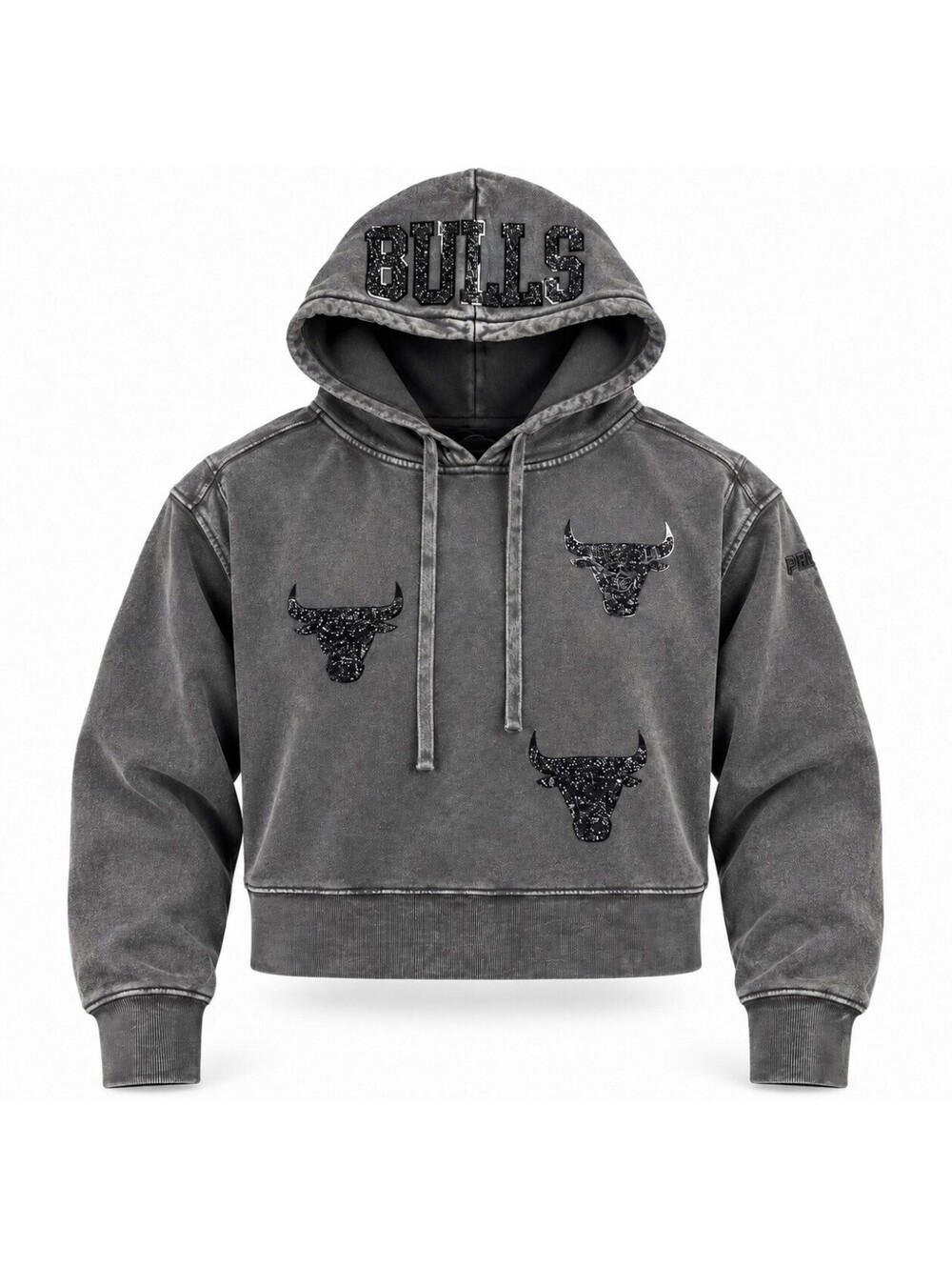 Pro Standard Chicago Bulls Rhinestone Washed Black Cropped Hoodie Women’s Medium